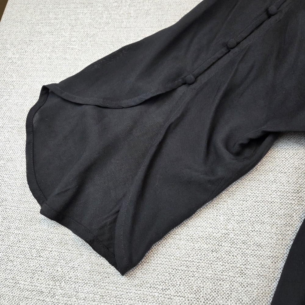 Maeve Anthropologie Black Blouse Women's Medium Modern Button Sleeve Lightweight - Picture 5 of 10